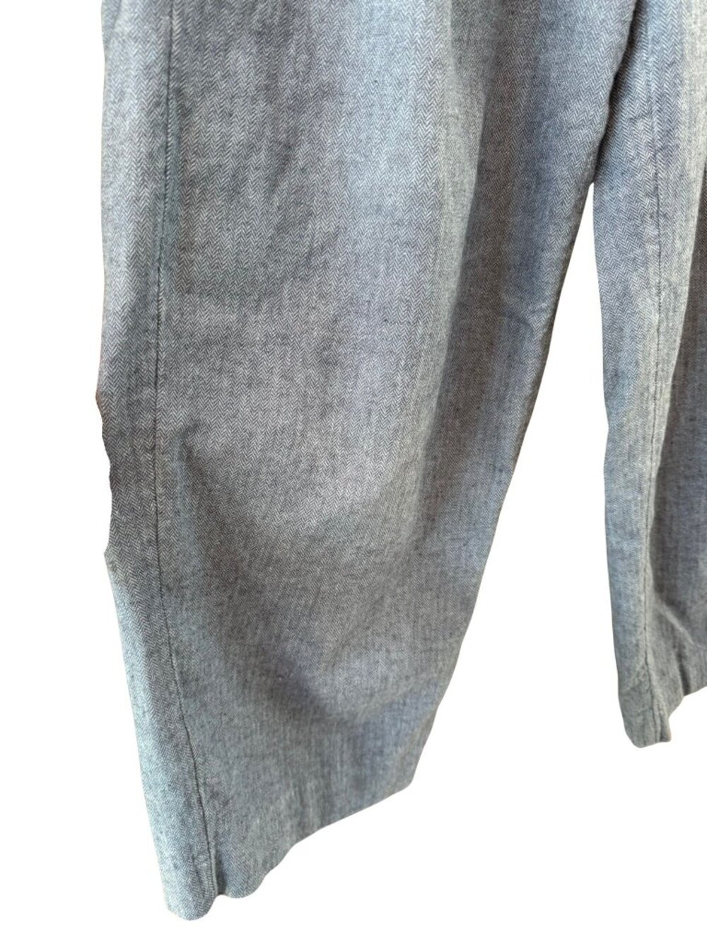 Banana Republic Linen Blend Wide Leg Pants Petite 8 Blue Herringbone High Rise - Picture 3 of 5